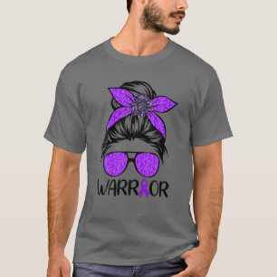 Fibromyalgia Awareness Messine Bun Warrior Paarse T-shirt