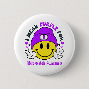 Fibromyalgia Awareness Ribbon Support Giften Ronde Button 5,7 Cm