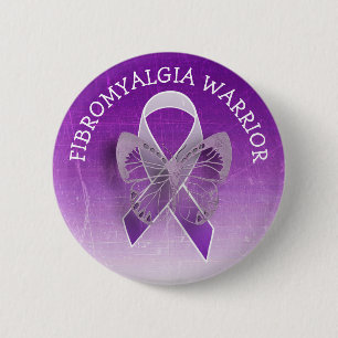 Fibromyalgia Warrior Paarse Bewustzijnslint Knop Ronde Button 5,7 Cm