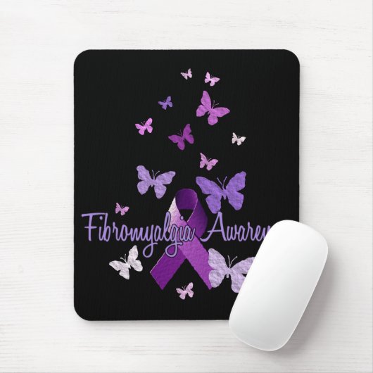 Fibromyalgie Awareness (lint & vlinders) Muismat (Met muis)