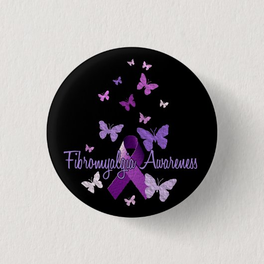 Fibromyalgie Awareness (lint & vlinders) Ronde Button 3,2 Cm (Voorkant)