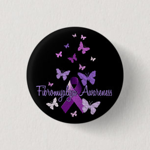 Fibromyalgie Awareness (lint & vlinders) Ronde Button 3,2 Cm