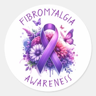 Fibromyalgie Awareness Ribbon Ronde Sticker
