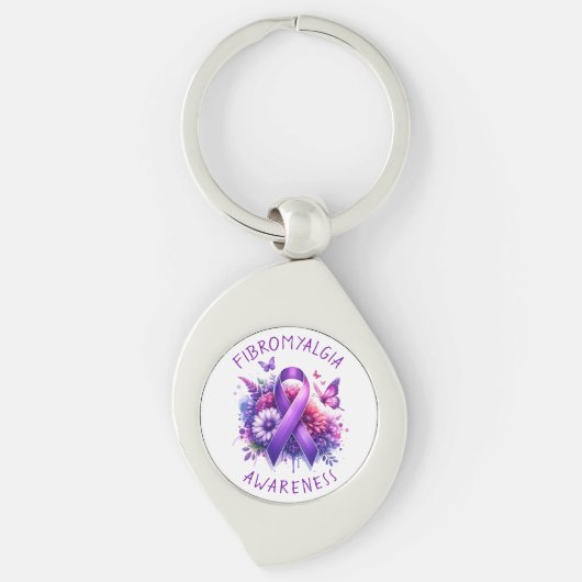 Fibromyalgie Awareness Ribbon Sleutelhanger (Voorkant)