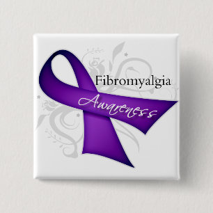 Fibromyalgie Awareness Ribbon Vierkante Button 5,1 Cm