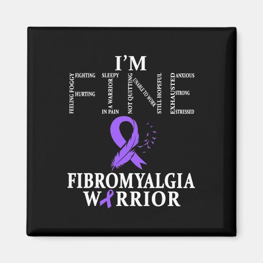 Fibromyalgie Bewustheid Aankomst ondersteunt Paars Magneet (Voorkant)