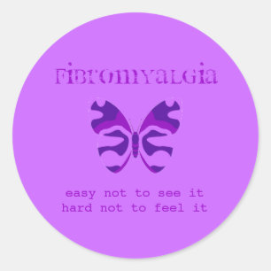 Fibromyalgie Bewustmaking Paarse Butterfly-sticker Ronde Sticker