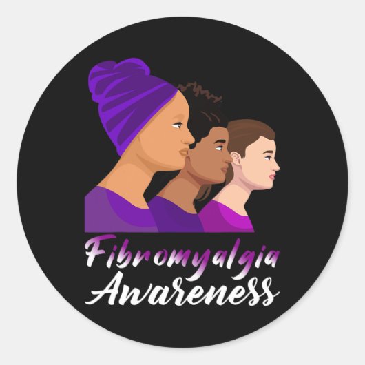 Fibromyalgie Bewustzijn Paarse Vrouwen Ondersteuni Ronde Sticker (Voorkant)