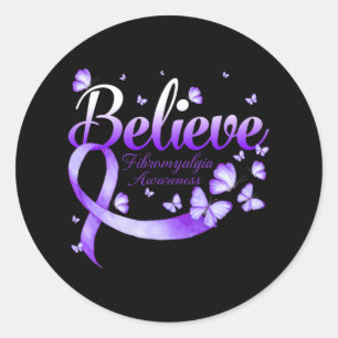 Fibromyalgie Bewustzijn Vlinder 1 Ronde Sticker
