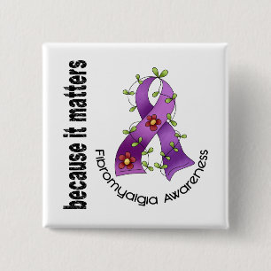Fibromyalgie Bloed lint 3 Vierkante Button 5,1 Cm