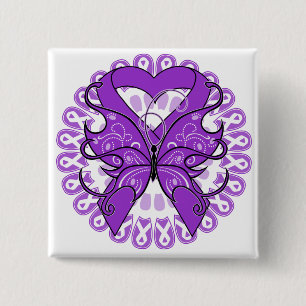 Fibromyalgie Butterfly Circle of Ribbons Vierkante Button 5,1 Cm
