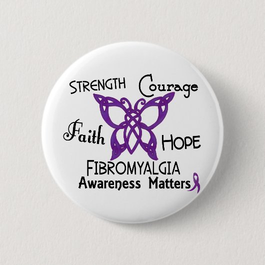 Fibromyalgie Celtic Butterfly 3 Ronde Button 5,7 Cm (Voorkant)