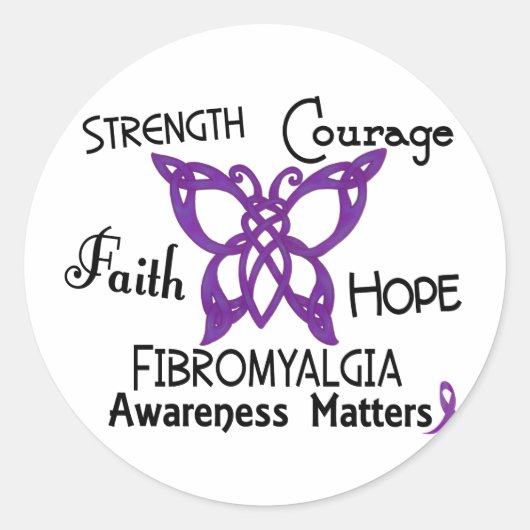 Fibromyalgie Celtic Butterfly 3 Ronde Sticker (Voorkant)