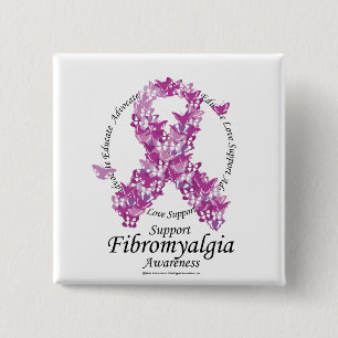 Fibromyalgie Lint van Butterflies Vierkante Button 5,1 Cm
