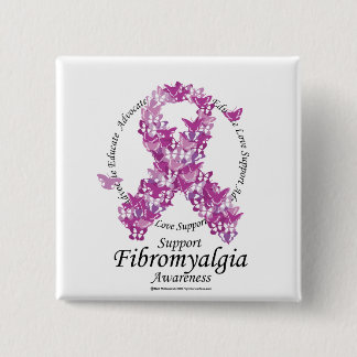Fibromyalgie Lint van Butterflies Vierkante Button 5,1 Cm