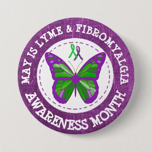 Fibromyalgie & Lyme Bewustheid Month Ribbon Button (Voorkant)