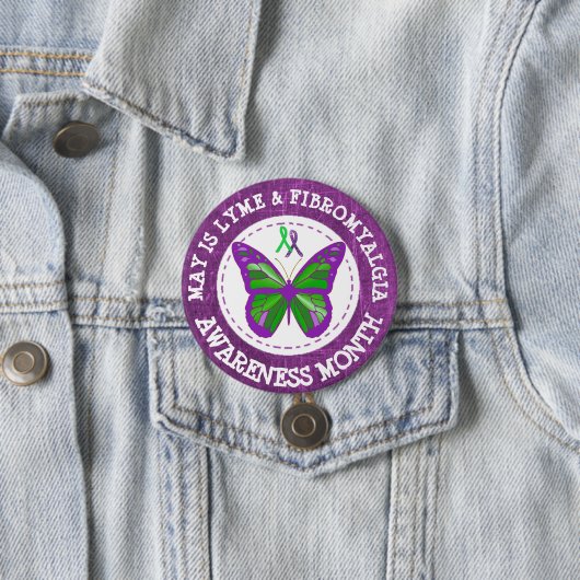 Fibromyalgie & Lyme Bewustheid Month Ribbon Button (In situ)