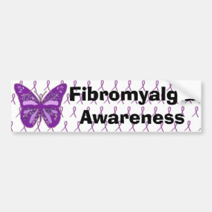 Fibromyalgie Paarse bewustzijn vlinderlint Bumpersticker