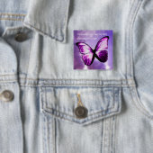 Fibromyalgie Paarse Butterfly Square Button (In situ)