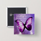 Fibromyalgie Paarse Butterfly Square Button (Voorkant /achterkant)
