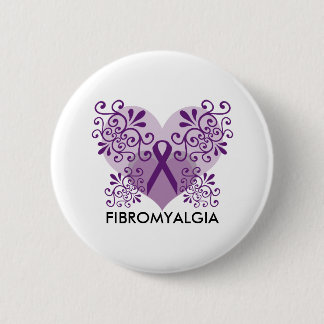 Fibromyalgie Paarse lint met vlinder Ronde Button 5,7 Cm
