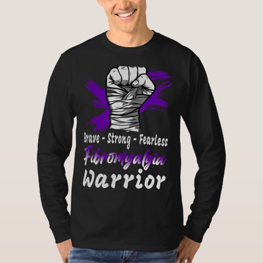 Fibromyalgie Warrior Paarse Ribbon Fight Support T-shirt (Voorkant)