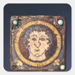 Fibula met het gezicht van een jong man vierkante sticker