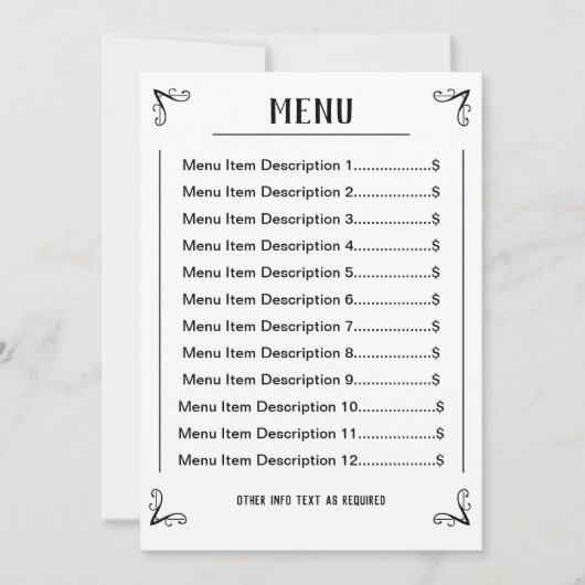 Fiche de menu téléchargeable avec annonces modifia (Devant)