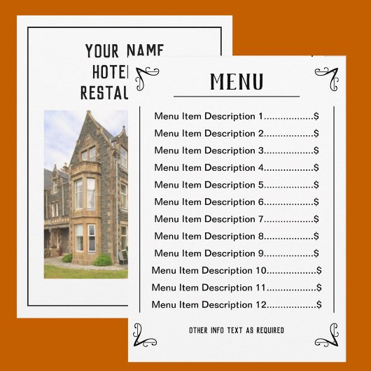 Fiche de menu téléchargeable avec annonces modifia