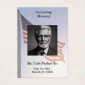 Fiche de prière militaire du drapeau américain fun (Devant)