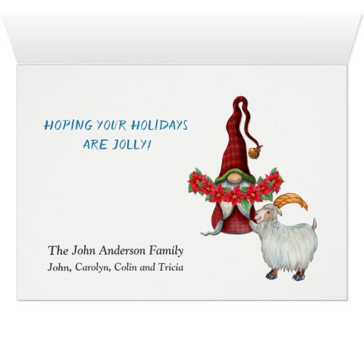 Fiche de voeux de Noël Gnome (Intérieur Horizontal (Bas))