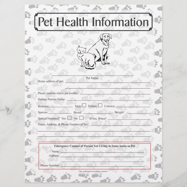 Fiche d'information sur la santé des animaux page  (Devant)