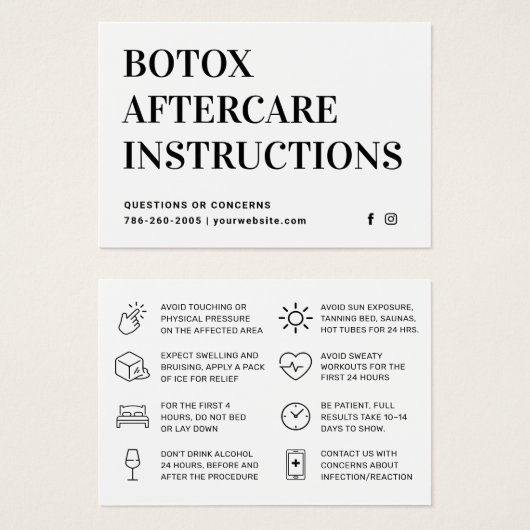 Fiche d'instruction d'injection Botox (Devant & derrière)