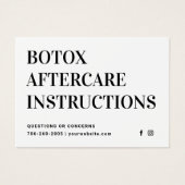 Fiche d'instruction d'injection Botox (Devant)