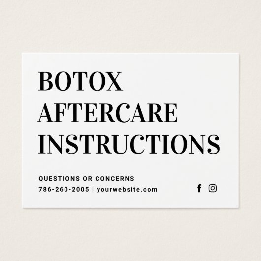 Fiche d'instruction d'injection Botox (Devant)