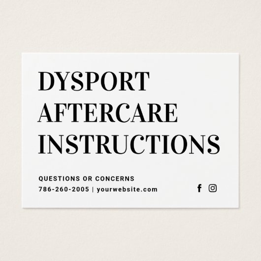 Fiche d'instruction d'injection de Dysport (Devant)