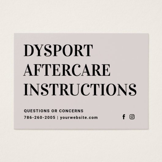 Fiche d'instruction d'injection de Dysport (Devant)