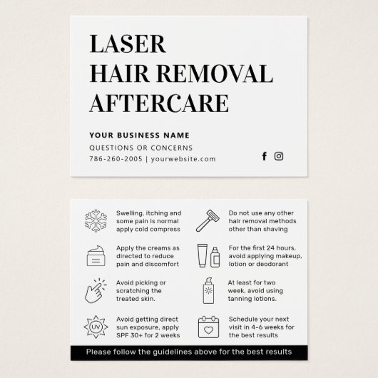 Fiche d'instructions pour l'enlèvement des cheveux (Devant & derrière)