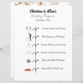 Fiche du programme de mariage moderne (Devant / Derrière)