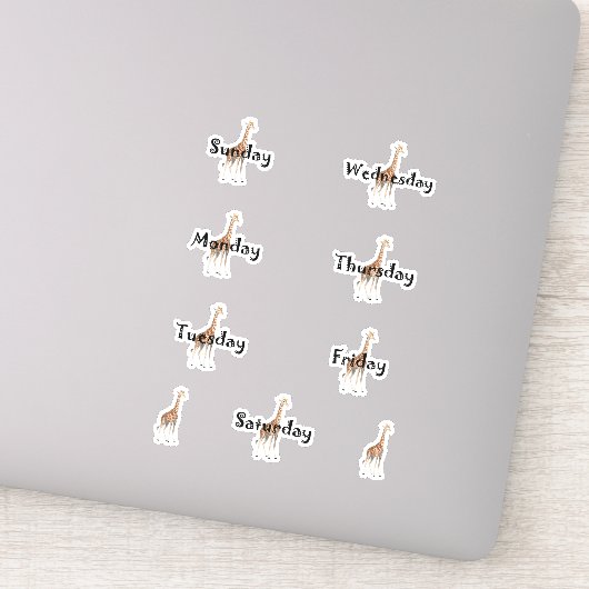 Fiche Étiquette des Jours de Giraffe de la semaine (Détail)