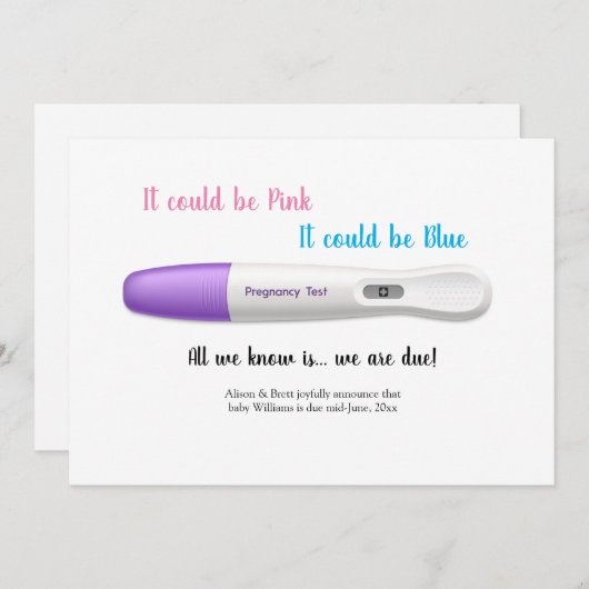 Fiche Faire-part de test de grossesse (Devant / Derrière)