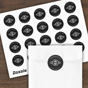 Fiche logo / Merci noir Stickers ronds