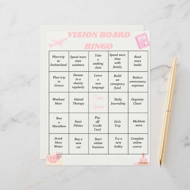 Fiche Objectifs du programme Vision Board (Devant/Arrière en situation)