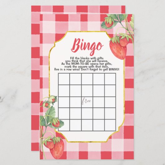 Fiche papier pour Cartes de Bingo de Baby shower d (Devant / Derrière)