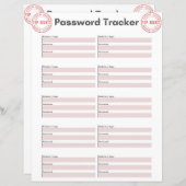 Fiche papier Top Secret Password Tracker (Devant / Derrière)