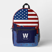 Fiche sac à dos de Monogramme de drapeau américain (Recto)