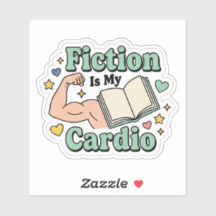 Fictie is mijn cardio - boekenliefhebber lezend sticker