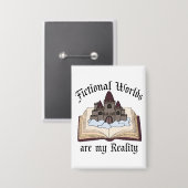 Fictieve woorden zijn mijn echte boekenliefhebber button (Voorkant / Achterkant)