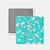 Ficus Tree Plant Line Drawing Blue Background Magneet (Voorkant / Achterkant)