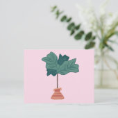 Fiddle Fig Tree Green Potlood Plant Roze Briefkaart (Staand voorkant)